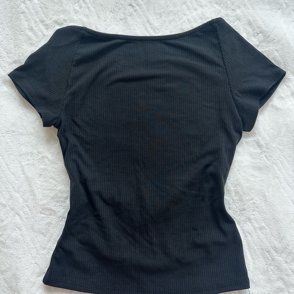 Urban Outfitters Black Ribbed Open-Back Top